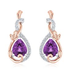Enchanted Disney Fine Jewelry Rapunzel Amethyst and Diamond Drop Earrings 1/10ctw