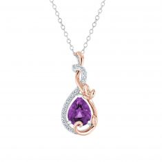 Enchanted Disney Fine Jewelry Rapunzel Amethyst and Diamond Pendant Necklace 1/10ctw