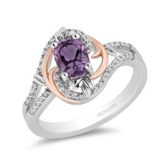 Enchanted Disney Fine Jewelry Rapunzel Amethyst and Diamond Ring 1/10ctw