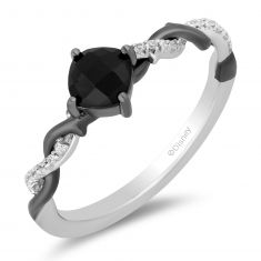 Enchanted Disney Fine Jewelry Villains Maleficent Black Onyx 1/15ctw Diamond Sterling Silver Ring