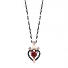 Enchanted Disney Fine Jewelry Villains Evil Queen Garnet 1/10ctw Treated Black Diamond Two-Tone Pendant Necklace