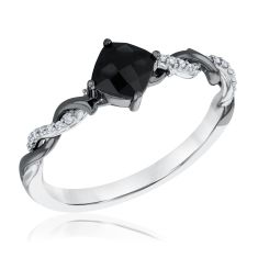 Enchanted Disney Fine Jewelry Villains Maleficent Black Onyx and 1/20ctw Diamond Ring