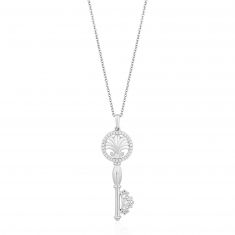 Enchanted Disney Vault Ariel Diamond Tiara Key Pendant Necklace 1/6ctw