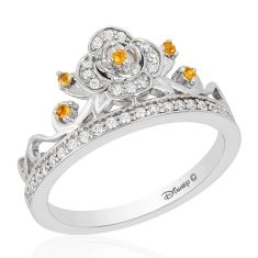 Enchanted Disney Vault Belle Diamond and Citrine Princess Tiara Ring 1/5ctw - Size 7