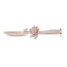 Enchanted Disney Vault Belle Diamond Rose Bangle Bracelet 1/2ctw