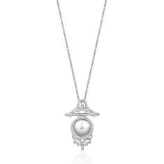 Enchanted Disney Vault Cinderella Diamond Clock Pendant Necklace 1/10ctw
