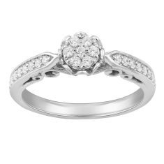 Enchanted Disney Vault Cinderella Round Diamond Halo Engagement Ring 1/4ctw - Size 7
