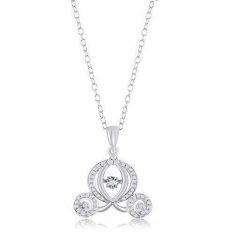Enchanted Disney Vault Cinderella Twinkling Diamond Carriage Pendant Necklace 1 5ctw REEDS Jewelers