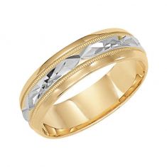 Two-Tone Diamond Cut with Milgrain Comfort Fit Edge Band | 6mm | REEDS Priority