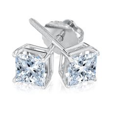 1ctw Princess Lab Grown Diamond Solitaire Earrings | Colorless