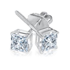 3/4ctw Princess Lab Grown Diamond Solitaire Earrings
