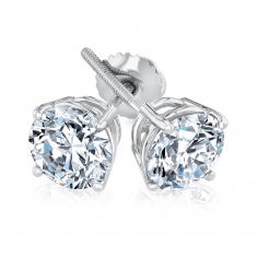 3ctw Round Lab Grown Diamond Solitaire White Gold Stud Earrings
