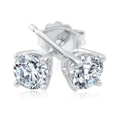 3/4ctw Round Lab Grown Diamond Solitaire White Gold Stud Earrings