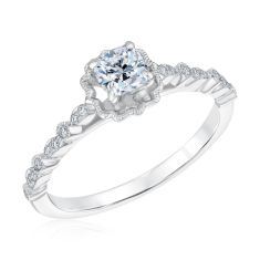 5/8ctw Cushion Diamond White Gold Vintage-Inspired Engagement Ring