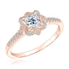 5/8ctw Diamond Cushion Rose Gold Engagement Ring
