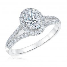 1 1/3ctw Diamond Oval Halo White Gold Engagement Ring