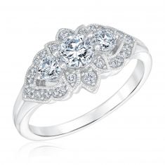 1ctw Diamond Round White Gold Engagement Ring,