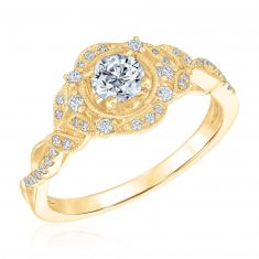 5/8ctw Round Diamond Yellow Gold Engagement Ring