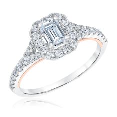 1ctw Emerald Diamond Two-Tone Engagement Ring