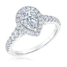 1 3/4ctw Pear-Shaped Diamond Halo White Gold Engagement Ring