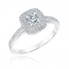 5/8ctw Round Diamond Double Halo White Gold Engagement Ring