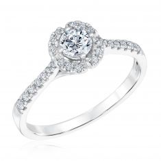 1/2ctw Round Diamond Halo White Gold Engagement Ring
