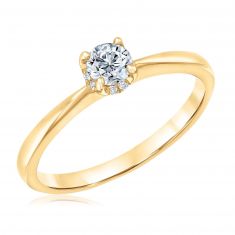 1/3ctw Round Diamond Yellow Gold Engagement Ring