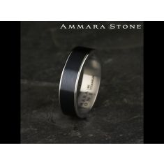 Black Titanium and 14k White Gold 6.5mm Comfort Fit Wedding Band