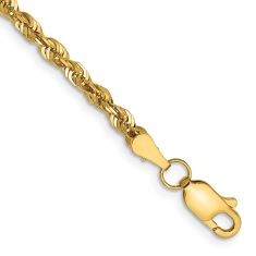 Extra-Light Diamond-Cut Rope 14k Yellow Gold Chain Anklet 2.75mm