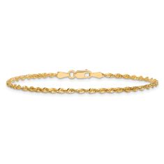 Extra-Light Diamond-Cut Rope 14k Yellow Gold Chain Anklet 2mm
