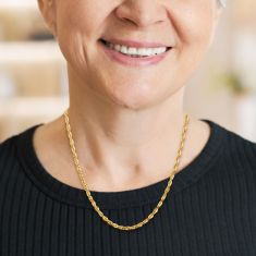 Extra-Light Diamond-Cut Rope 14k Yellow Gold Chain Necklace 4mm