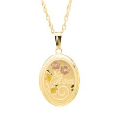 14k Gold-Filled "Mom" Engraved Oval Locket Necklace