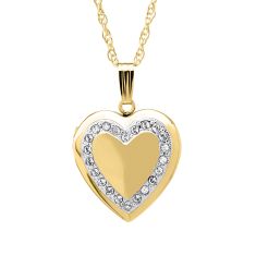 14k Gold-Filled Crystal Accent Heart Locket Necklace