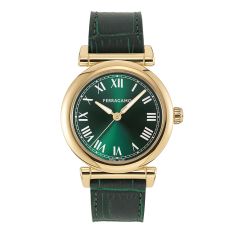Ferragamo Allure Green Leather Strap Watch 36mm - SFS000124