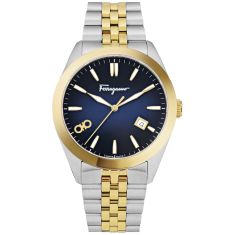 Ferragamo Classic Blue Dial and Two-Tone Bracelet Watch | 42mm | SFUS00422