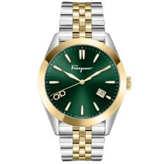 Ferragamo Classic Green Dial and Two-Tone Bracelet Watch | 42mm | SFUS00322