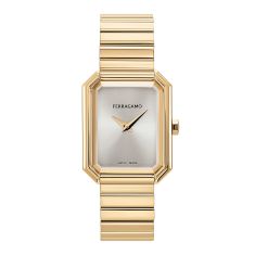 Ferragamo Crystal Gold-Tone Stainless Steel Bracelet Watch 26.5x33.5mm - SFS800424