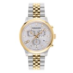 Ferragamo Duo Chrono Silver Dial Two-Tone Bracelet Watch 42mm - SFEZ00724