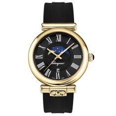 Ferragamo Ora Moonphase Black Silicone Strap Watch | 40mm | SFUW00222