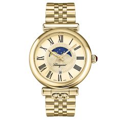 Ferragamo Ora Moonphase Ion-Plated Yellow Gold Bracelet Watch | 40mm | SFUW00522
