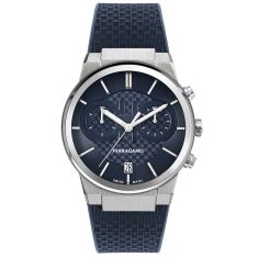 Ferragamo Sapphire Chrono Blue Silicone Strap Watch | 41mm | SFME00923