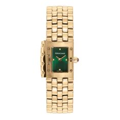 Ferragamo Secret Green Dial Gold-Tone Bracelet Watch 18.5x30mm - SFS900324