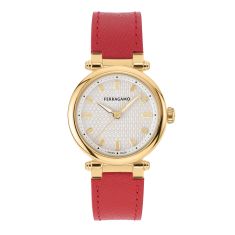 Ferragamo Softy Silver Dial Red Leather Strap Watch 30mm - SFSE00124