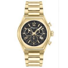 Ferragamo Tonneau Chrono Ion-Plated Yellow Gold Bracelet Watch | 42mm | SFUV00822