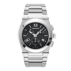 Ferragamo Vega Chrono Black Dial Stainless Steel Bracelet Watch 42mm - SFMR00924