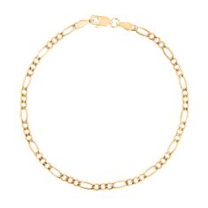Figaro 10k Yellow Gold Chain Bracelet 2.5mm - 7 Inches