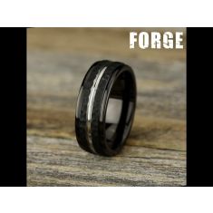 Black Cobalt Hammered Finish Center Cut Comfort Fit Band 8mm