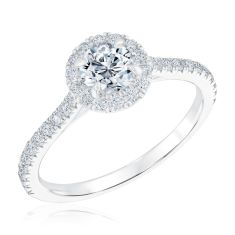 Forevermark 7/8ctw Diamond Halo White Gold Engagement Ring