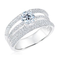 Forevermark 1 3/4ctw Cushion Diamond White Gold Pav Row Engagement Ring | Black Label Collection