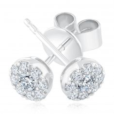 Forevermark 1/3ctw Diamond Cluster Round Eternal Halo White Gold Earrings